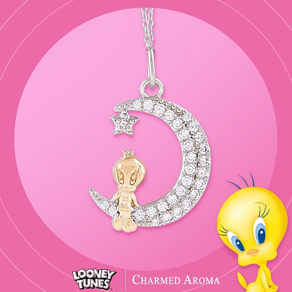 Tweety Bird Moon and Star Necklace, Looney Tunes × Charmed Aroma